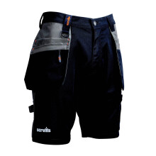 Scruffs Work Shorts Men's Worker Plus Regular Fit Black Multi Pockets Cargo W32