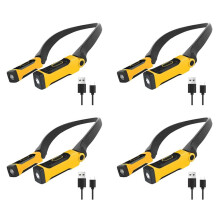 4X Rechargeable USB Reading Lamp Neck Book Light, 2 Brightness Levels, Bendable Arms for Reading, Camping, Repairing
