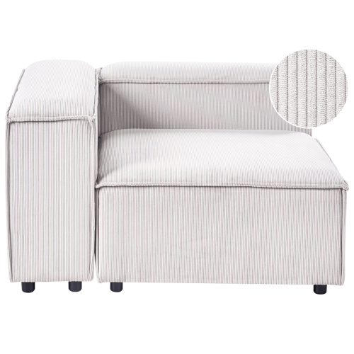 Beliani Corner Seat ARDAL Right Hand Off-White Corduroy