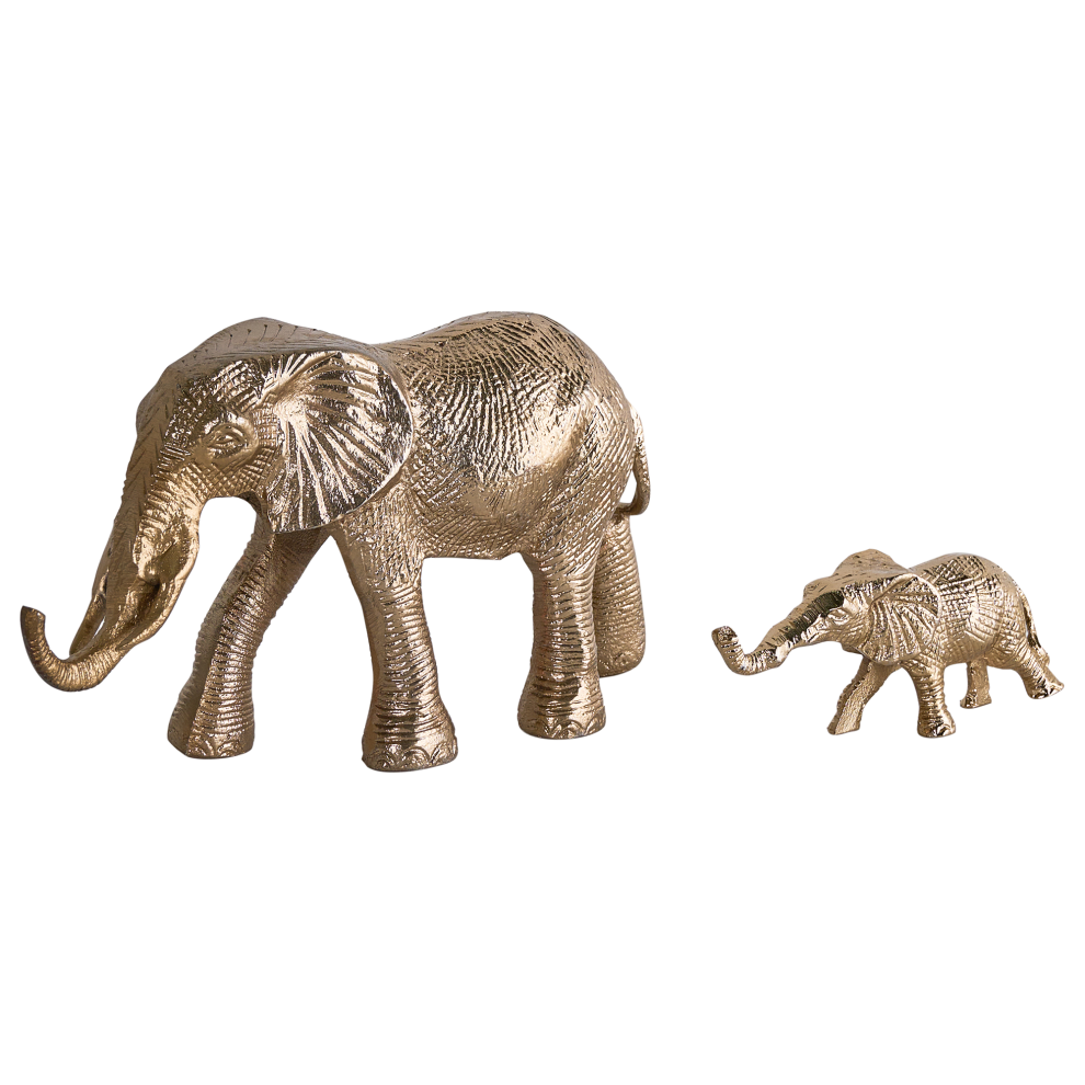 Beliani Set Of 2 Figurines Elephant Sedlari Metal Gold