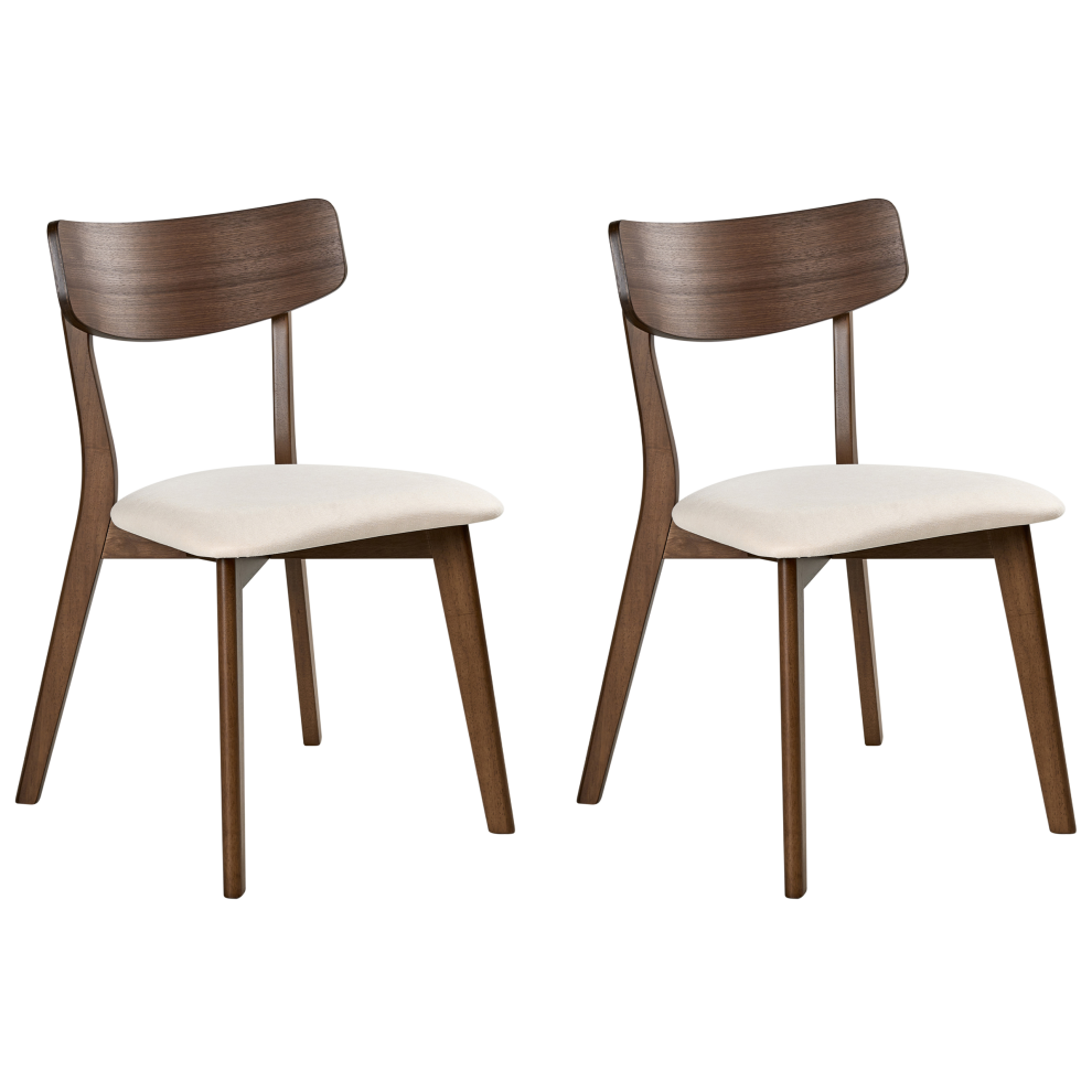 Photos - Chair Beliani Set of 2 Dining  HOLLY Wood Dark Brown/ Off-White 