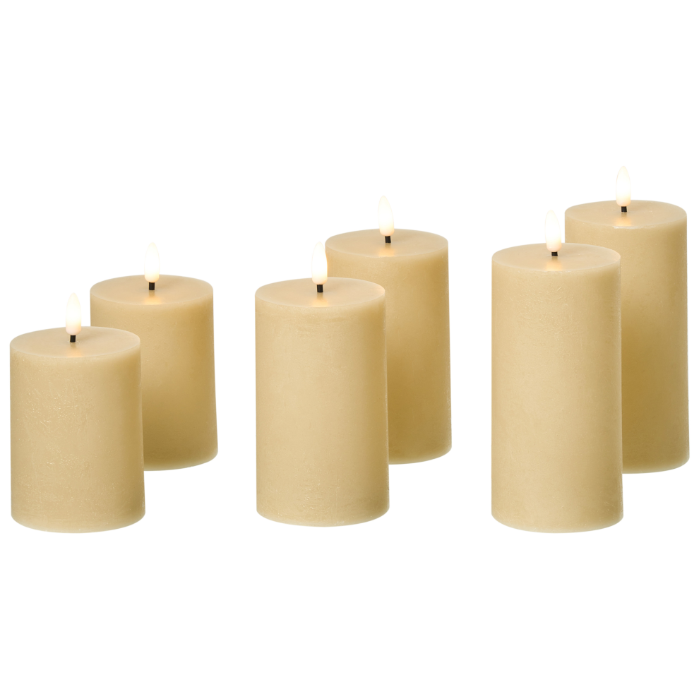 Photos - Garden & Outdoor Decoration Beliani Set of 6 LED Candles BRAISE 10/13/15 cm Beige Cream 