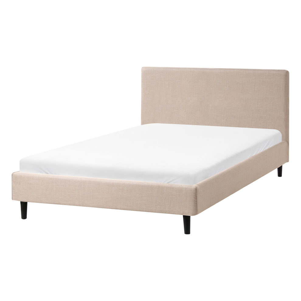 Photos - Bed Beliani  Fabric FITOU 120 x 200 cm  Beige Cream (EU Small Double)
