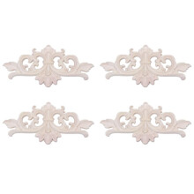 4pcs 22 X 10 cm Wood Carved Corner Onlay Applique Decor Furniture Unpainted