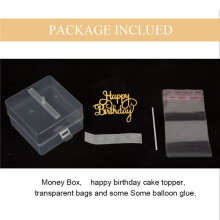 3X Cake Money Box Set, Money Pulling Cake Making Mold,Cake ATM Money Box with Gold Glitter Happy Birthday Cake Topper