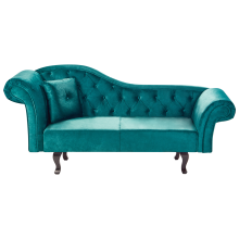 Left-Hand Chaise Longue LATTES II Velvet Emerald Green with Cushion