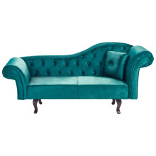 Right-Hand Chaise Longue LATTES II Velvet Emerald Green with Cushion