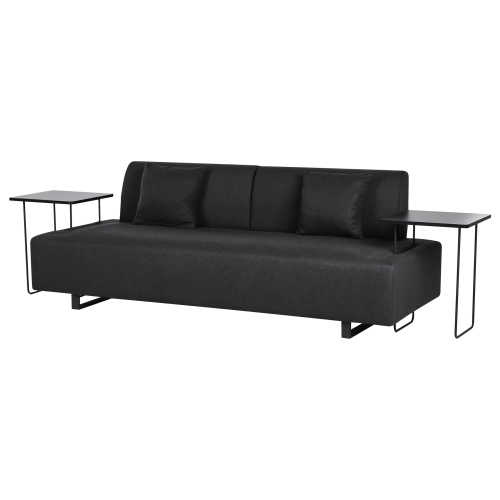 Beliani Sofa 3 Seater SOKNA Fabric Black with Tables