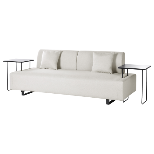 Beliani Sofa 3 Seater SOKNA Fabric Light Beige with Tables