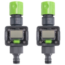 2X Digital Water Flow Meter IPX6 Outdoor Hose Water Calculate Consumption Water Flow Rate 3/4inch Thread Connectors