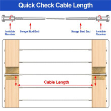 100-Pack Invisible Cable Railing Kit, 1/8In Cable Railing Tensioner Invisible Receiver for 2x2In Wood/Metal Posts