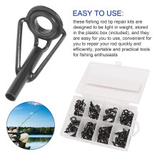 80 Pieces Fishing Rod Tip Repair Kit for Freshwater Saltwater Rods Stainless Steel Ceramic Ring Guide Replacement Kit
