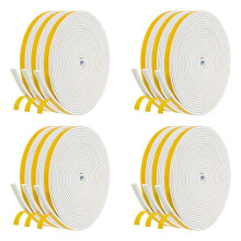 Self Adhesive Foam Tape Door Window Seal Door Draught Excluder Weatherstripping, 6mm Wide X 3mm Thick 12 Pcs Each White