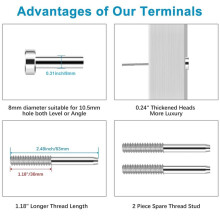 60Pack Invisible Cable Railing Kit,SST316Swage Tensioner and Terminal Hidden for Cable Railing,for Wood/Level/Stair Post