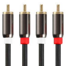 RCA Doble Loto Macho una Macho Cable de Audio Carcasa de AleacióN de Aluminio Conductor de Cobre Cabeza Chapada en Oro