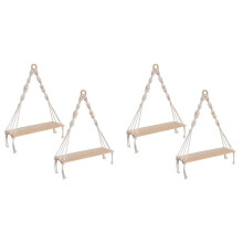 Wall Hanging Shelf ,Boho Shelves with Wood Shelf ,4 Pcs Handmade Macrame Shelf for Hanging Plants and Decor