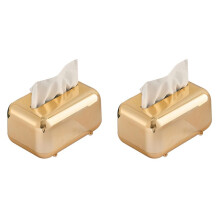2X Luxury Golden Tissue Boxes Storage Napkin Holder Paper Case Organizer Ornament Desktop