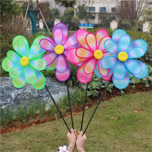 2X Wind Spinners Kids,Pinwheels Eye Catching Colorful Double Layer Windmill Pinwheels with Stakes D