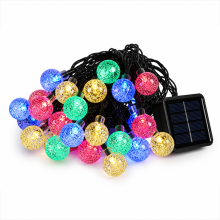 Solar Multicolor LED String Lights, Waterproof Outdoor Garden, 30 Bubble Balls 2.3 cm, 6.5 m