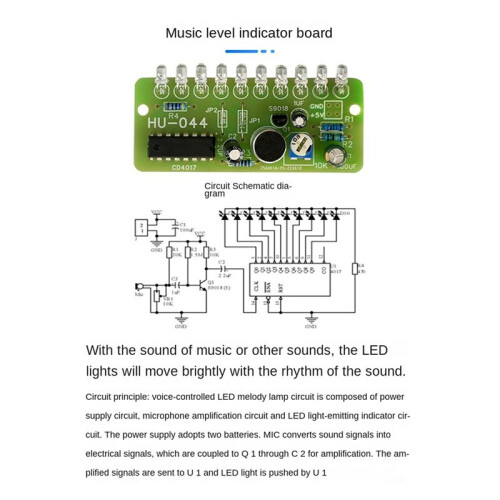 2X DIY Electronic Kit  Speaker Music Spectrum Soldering Practice LED Flash Display Soldering Project Practice B 2