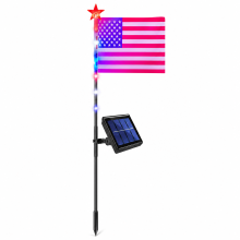 Solar LED Garden Stake Lights with 8 Multicolor USA Flags for Outdoor Independence Day Decor