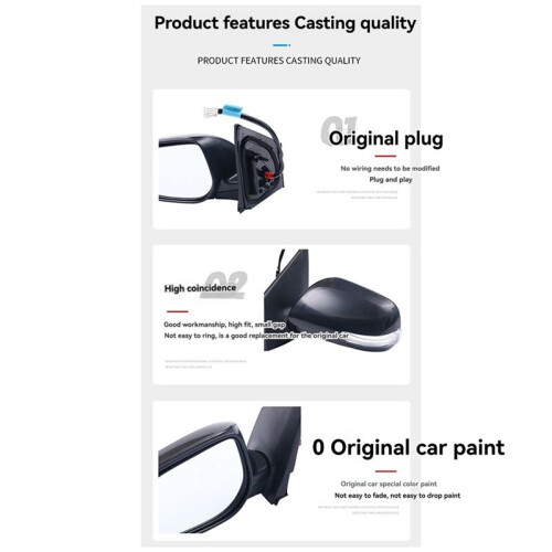 Car Rearview Mirror Assy for   2010- Adjustable Lens+LED+Heated+Folding Side Mirror Replacement 9Pin Right 2