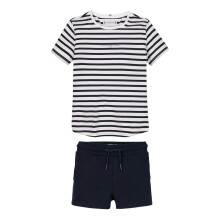 (10 Years, Night Navy) Tommy Hilfiger Childrens/Kids Striped Crew Neck Short-Sleeved T-Shirt & Shorts Set