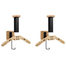 2X Wall Mount Helmet Rack Motorcycle Helmet Holder Wooden Bicycle Helmet Display Hanger with Hooks