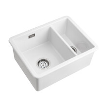 Rangemaster Rustique 1.5 Bowl Inset / Undermount White Ceramic Kitche CRUB3315WH