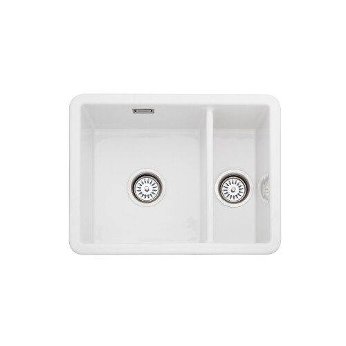 Rangemaster Rangemaster Rustique 1.5 Bowl Inset / Undermount White Ceramic Kitche CRUB3315WH 1