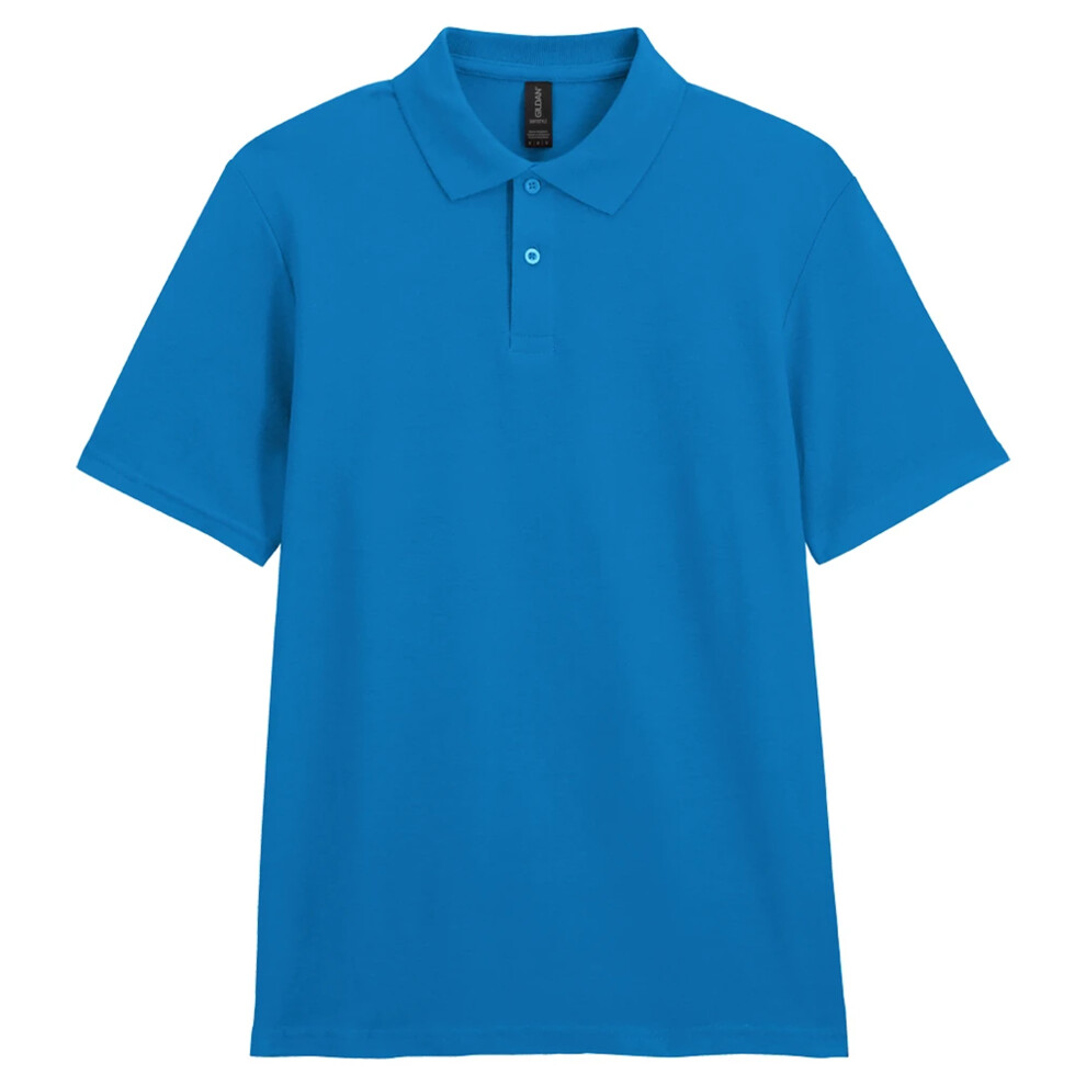 Gildan (L, Sapphire Blue) Mens Softstyle Double Pique Polo Shirt