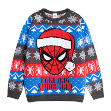 (5-6 Years, Blue) Spider-Man Boys Face Christmas Jumper