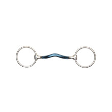 (5.5in, Blue) Shires Sweet Iron Mullen Mouth Horse Loose Ring Snaffle Bit
