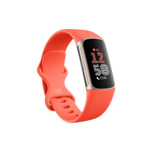 Fitbit Charge 6 Champagne Gold Aluminium with Coral Band Fitness Trac GA05184-GB