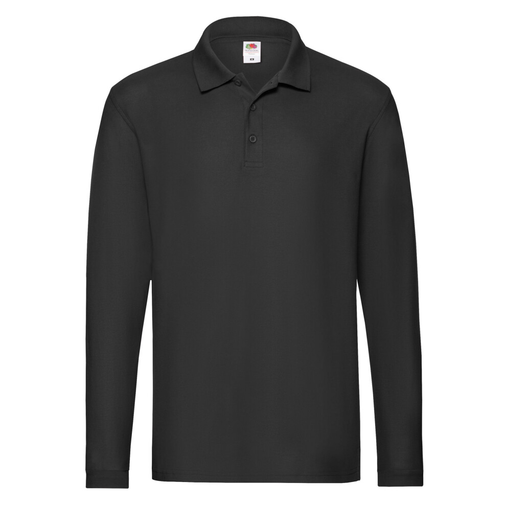 Fruit Of The Loom (Xl, Black) Mens Premium Long-Sleeved Polo Shirt
