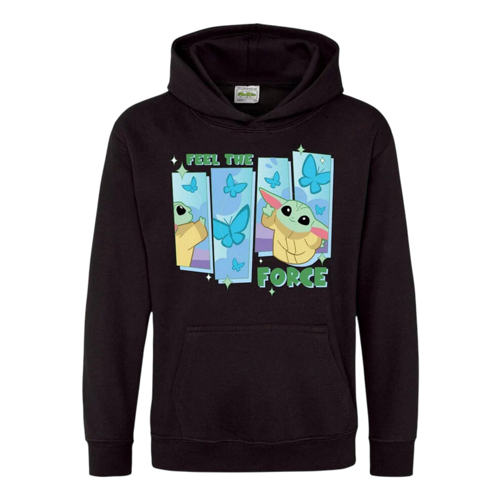 Star Wars (13 Years, Black) Childrens/Kids Feel The Force Grogu Cotton Blend Hoodie