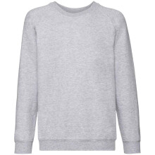 (7-8 Years, Heather Grey) Fruit of the Loom Childrens/Kids Classic Raglan Sweatshirt