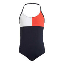 (10-12 Years, Desert Sky/Red/White) Tommy Hilfiger Girls Colour Block One Piece Swimsuit