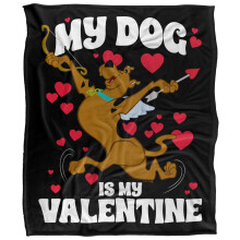 (152cm x 127cm, Black/Multicoloured) Scooby Doo My Dog Is My Valentine Blanket