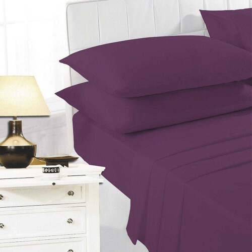 (Double, Aubergine) K Collection percale Percale Fitted Sheet