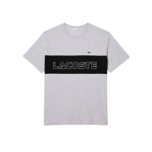 (S, Grey) Lacoste Mens Colour Block Heavy Cotton Fitted T-Shirt