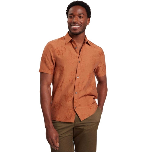 Ted Baker (M, Burnt Red) Ted Baker Mens Regular Short-Sleeved Shirt