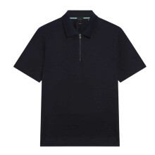 (XL, Navy) Ted Baker Mens Textured Quarter Zip Polo Shirt