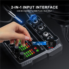 M-12 2 Channels Audio Interface Mixing Console Multi-Track Output for PC,USB Sound Card for Recording Studio Plug&
