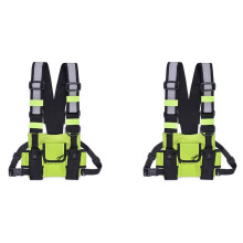 2X Walkie Talkie Double Chest Bag Radio Reflective Chest Harness Holder Bag B