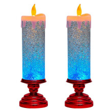 2X LED-Weihnachtskerzen, Farbwechselnde LED-Wasserkerze mit Glitzer, Flammenlose LED-Kerzenbeleuchtung für Schreibtisch, Tisch, Rot
