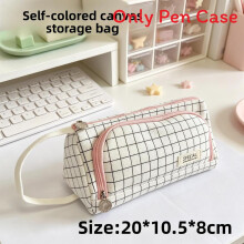 (White) Organizer Canvas With Large Capacity For Student Stationery Essentials Storage