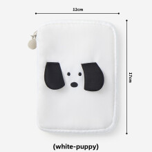 (White Dog) Cartoon Travel Passport Bag With Multiple Compartments For Outdoor Adventures