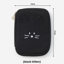 (Black Cat) Cartoon Travel Passport Bag With Multiple Compartments For Outdoor Adventures