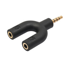10X Adaptador Tipo U Dual 3.5 mm Auriculares Enchufe Cables de Audio Divisor Micrófono 2 en 1 Conector Giratorio para Android
